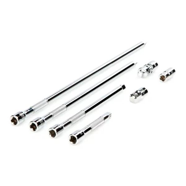 TEKTON 7-Piece 1/4 in. Drive Socket Accessory Set with Extensions, Universal Joint, Adapter, and Reducer