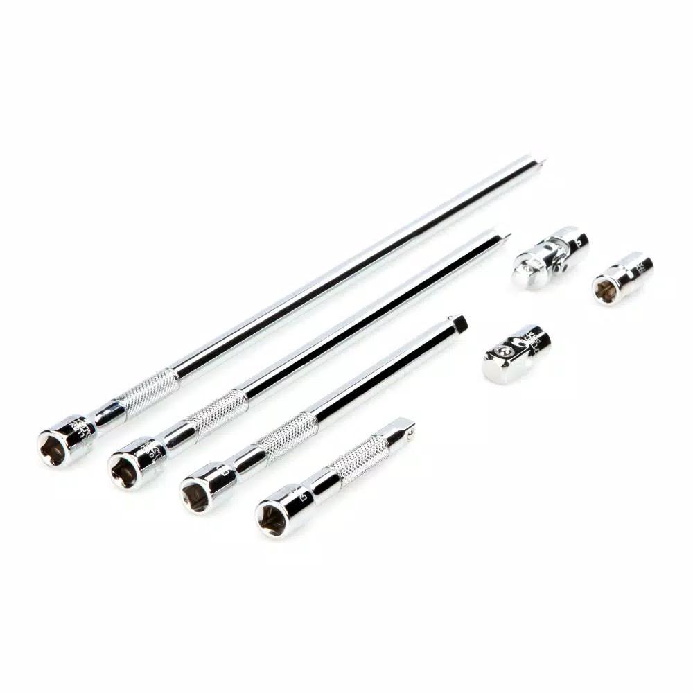 TEKTON 7-Piece 1/4 in. Drive Socket Accessory Set with Extensions, Universal Joint, Adapter, and Reducer