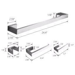 Boyel Living Stainless Steel 4-Piece Bathroom Accessories Set - Silver Wall Mounted Hardware Kit thumbnail 2