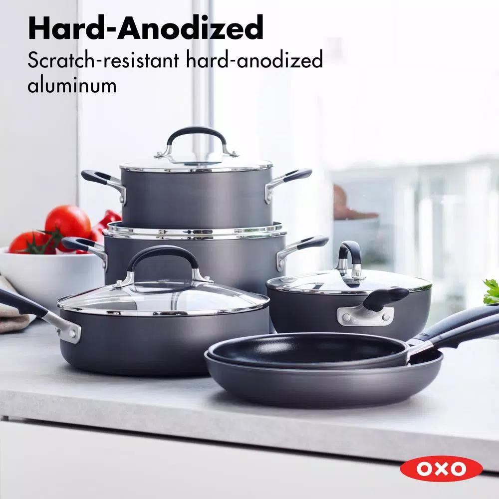 OXO Good Grips 10-Piece Hard-Anodized Aluminum Nonstick Cookware Set, Gray