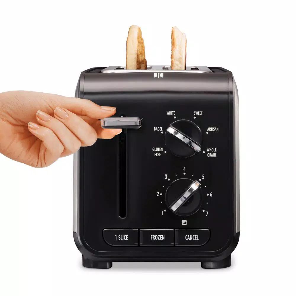 Hamilton Beach Expert-Toast 2-Slice Toaster, 900W, Black and Stainless Steel with Wide Slots