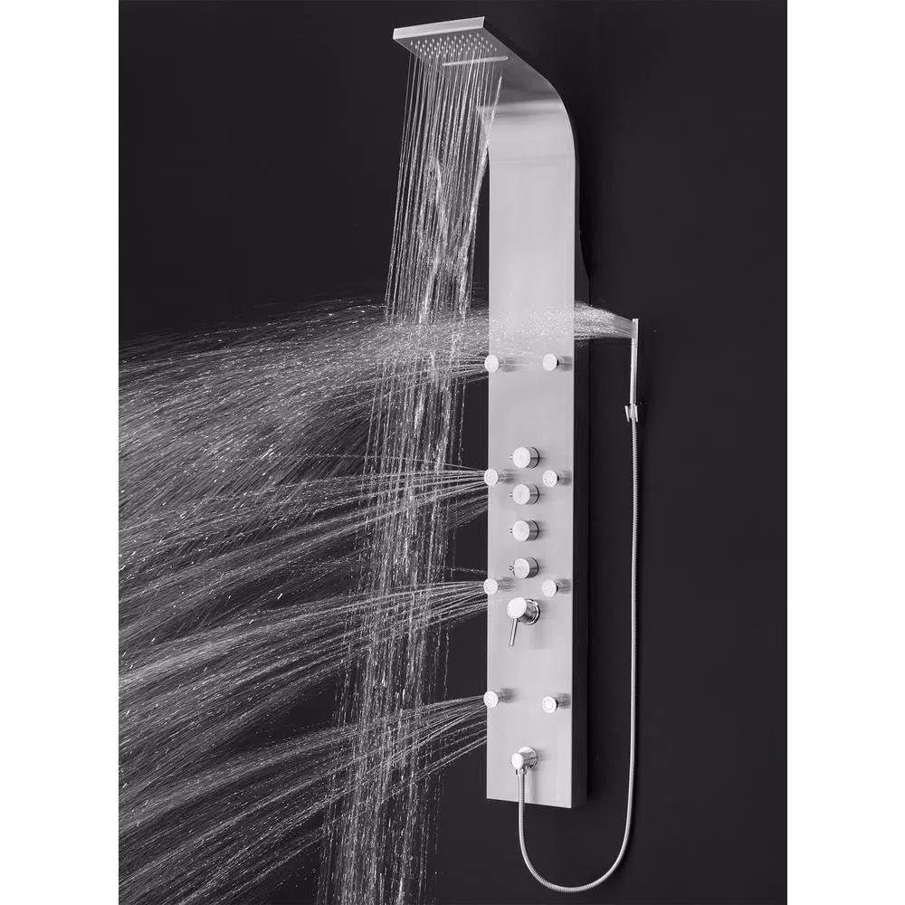AKDY 65 in. Stainless Steel 8-Jet Rainfall Waterfall Shower Panel System with Handheld Wand