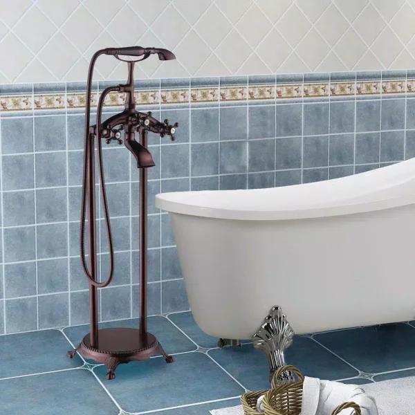 Vanity Art 40 in. Single-Handle Claw Foot Tub Faucet with Hand Shower, Oil Rubbed Bronze
