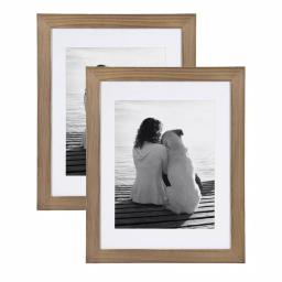 DesignOvation Museum Rustic Brown Wood Picture Frame Set, 14 x 18 in. Matted to 11 x 14 in. (Set of 2) thumbnail 1