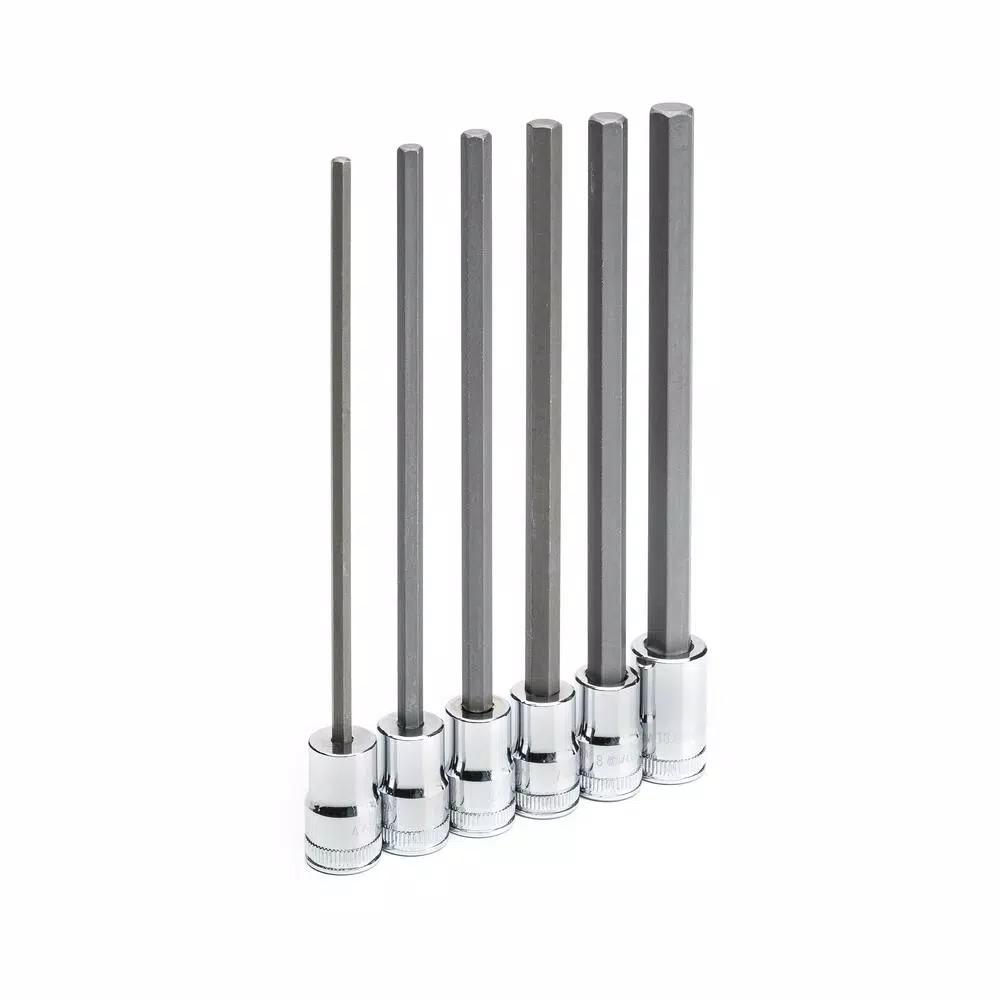 GearWrench 3/8 in. Drive Metric Long Length Hex Bit Socket Set, 6-Piece