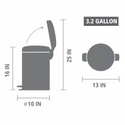Brabantia Icon 3.2 Gal. White Steel Step-On Trash Can with Soft-Close Lid thumbnail 6
