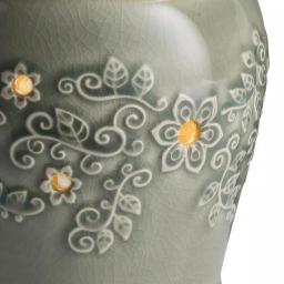 Candle Warmers Etc Perennial Illumination Fragrance Warmer - Jade Green Crackle Glaze with Floral Design thumbnail 3