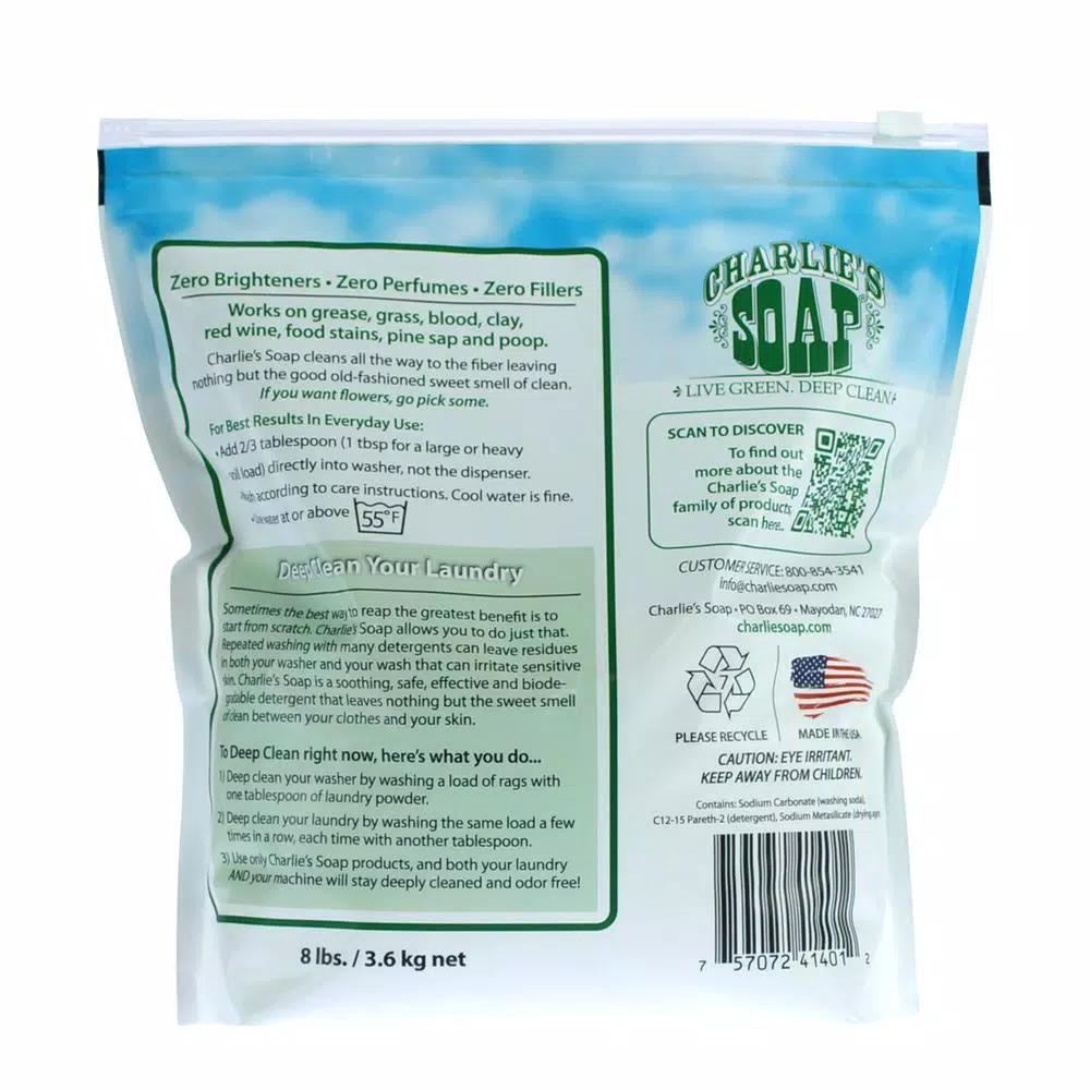 Charlie's Soap Fragrance Free Laundry Powder, Concentrated, 300 Loads, 8 lb