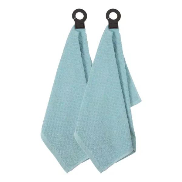 RITZ Hook and Hang Woven Cotton Kitchen Towels, Dew, Set of 2