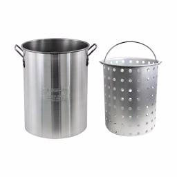 Chard 30 Qt. Aluminum Stock Pot with Strainer Basket and Vented Cover thumbnail 2