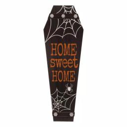 Glitzhome 42 in. Halloween Wooden Coffin Porch Leaning Decor - Home Sweet Home Sign thumbnail 1