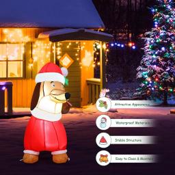 Costway 5 ft. Christmas Inflatable Dog with LED Lights and Waterproof Fan thumbnail 4
