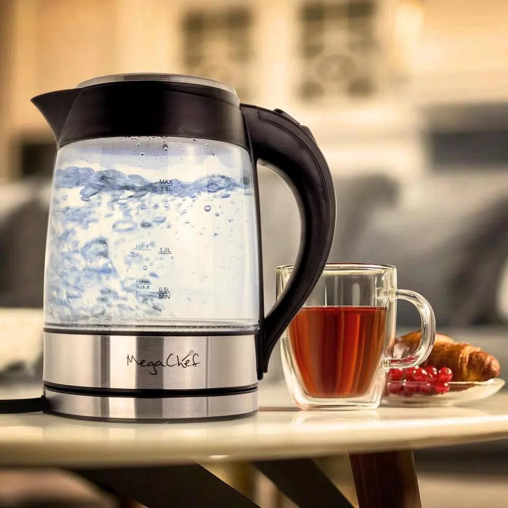 MegaChef Mega Chef 1.8L Glass and Stainless Steel Electric Tea Kettle