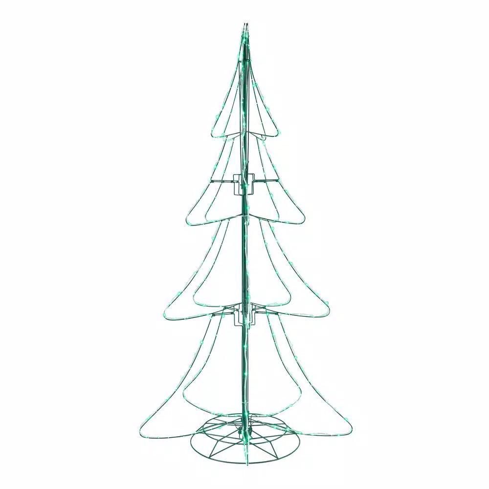 Home Accents Holiday 6 ft Green LED Tube Silhouette Tree - 3D Outdoor Holiday Yard Decoration