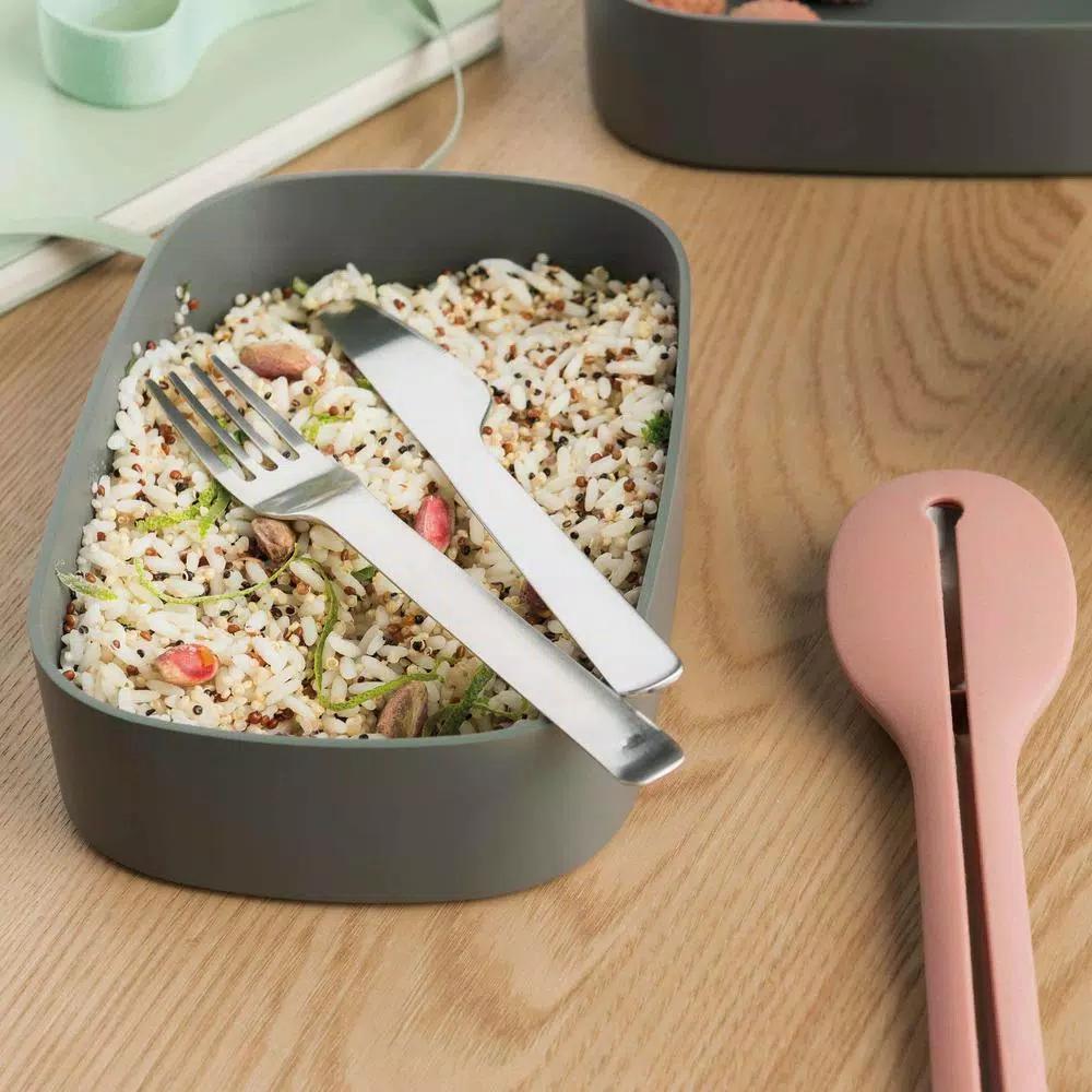 BergHOFF Leo Travel Lunch Set (5-Piece) - Dual Container Lunch Pot with 4pc Travel Flatware and Silicone Sleeve