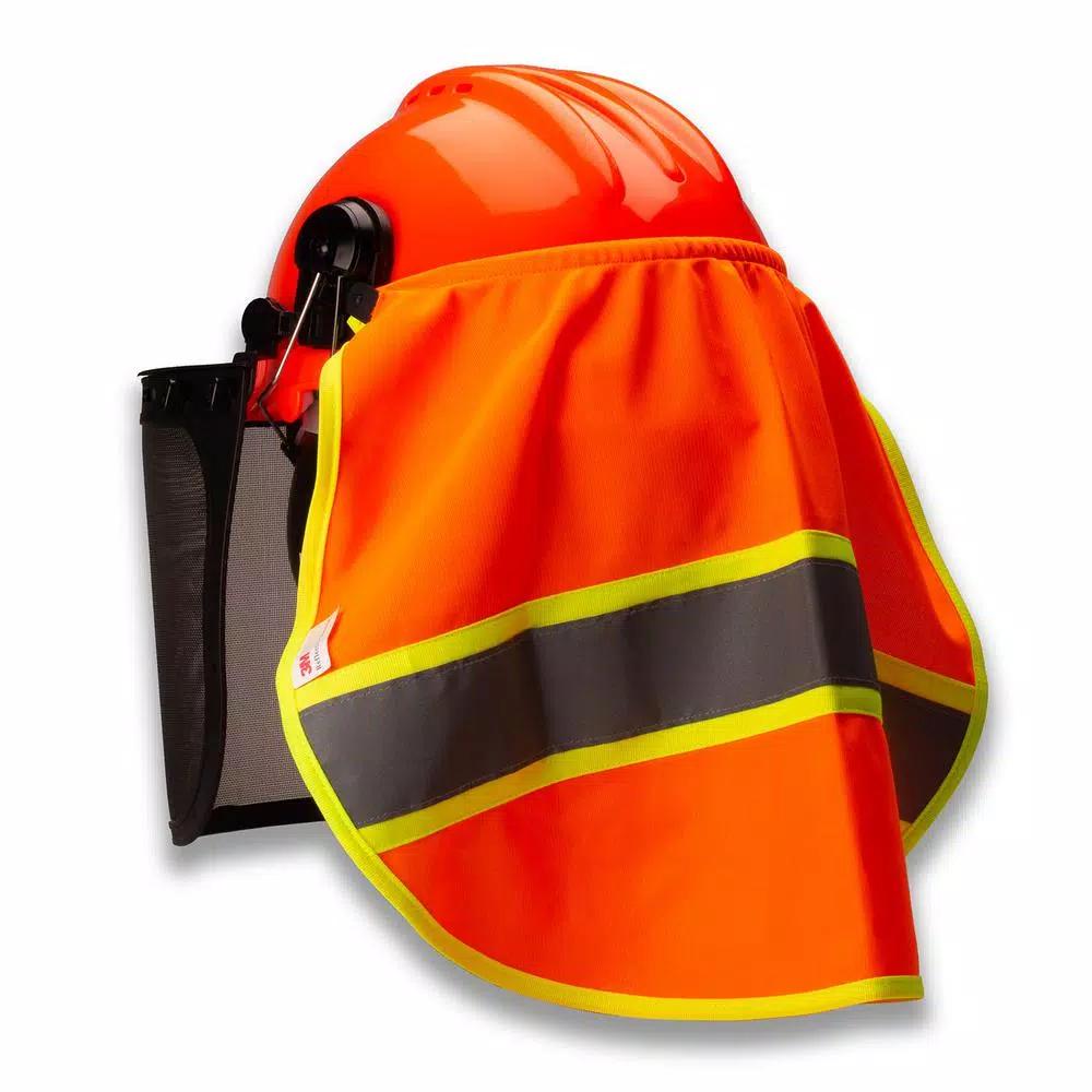 TR Industrial Knitted Neck Shade with 3M Reflector for Forestry Safety Helmets, Orange