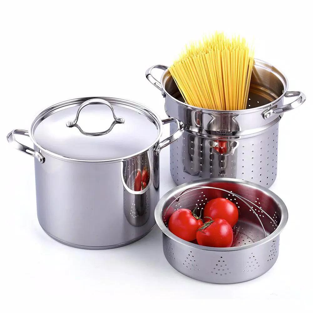 Cooks Standard Classic 12 Qt. Stainless Steel 4-Piece Pasta Stockpot, Steamer, and Multi-Pot Set