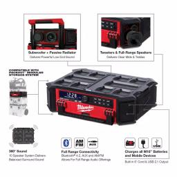 Milwaukee M18 PACKOUT Radio/Speaker with Charger, 22 in. Rolling Tool Box & 16 Qt. Cooler Kit thumbnail 2