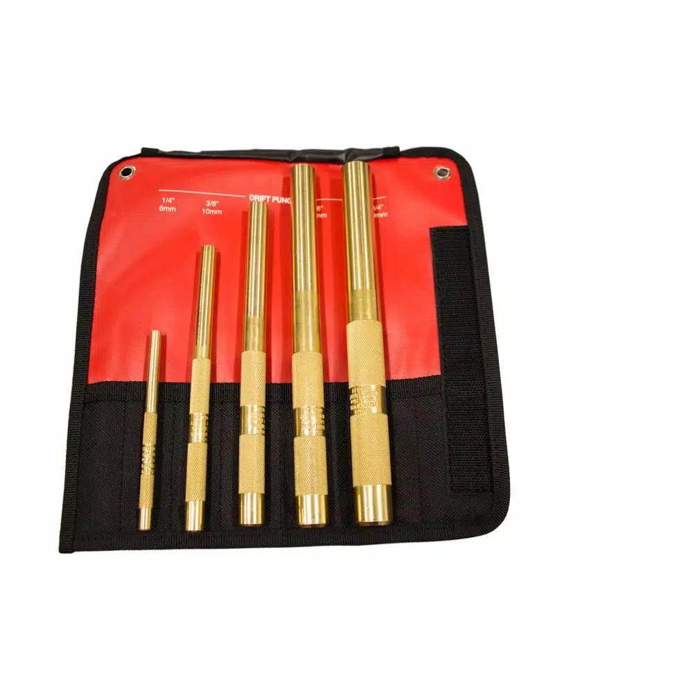 Mayhew 67003 5-Piece Brass Drift Punch Set, Non-Marring & Non-Sparking