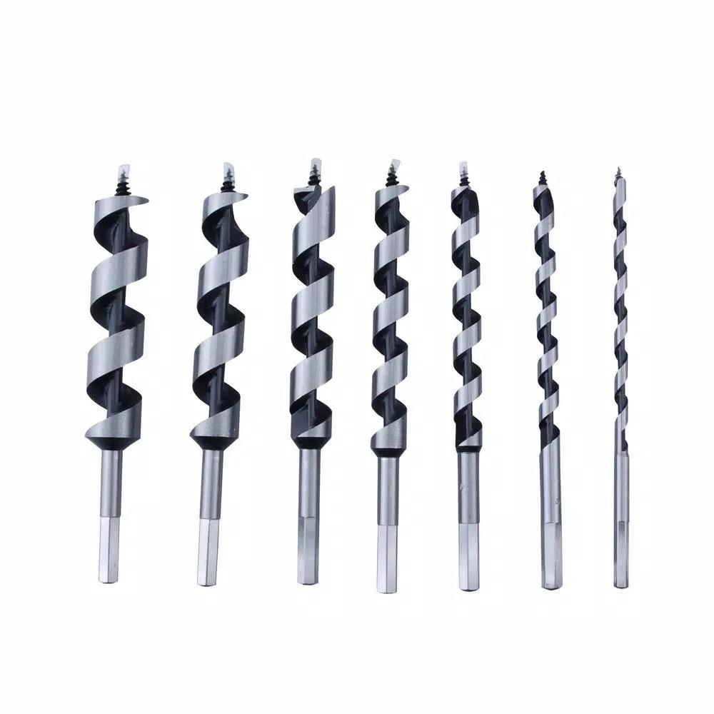 Professional Woodworker 7-Piece Heat Treated Carbon Steel Auger Bit Set for Hard and Soft Wood