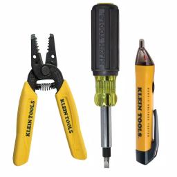 Klein Tools 3-Piece Electrical Tool Set with Non-Contact Voltage Tester, Multi-Bit Screwdriver and Wire Stripper thumbnail 1