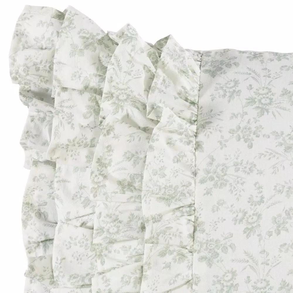 Laura Ashley Harper Jade Green Floral Cotton Throw Pillow, 14 x 20 in.