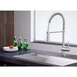 ANZZI Carriage Single Handle Kitchen Faucet, Brushed Nickel, Modern Deck Mount thumbnail 14