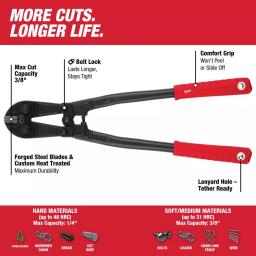 Milwaukee 2-Piece Bolt Cutter Set, 30 in. and 18 in. with Forged Steel Blades thumbnail 3