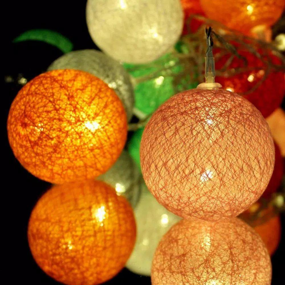 ALEKO 7 ft. 20-Light LED Multi-Color Cotton Ball String Lights, Battery Operated