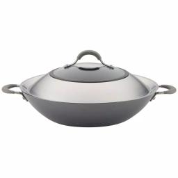 Circulon Elementum 14-Inch Hard-Anodized Nonstick Covered Wok with Side Handles, Oyster Gray thumbnail 1