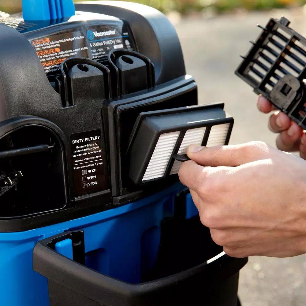 Vacmaster VF409 4 Gal. Wet/Dry Vacuum, 5 Peak HP, Quiet 72 dB Operation