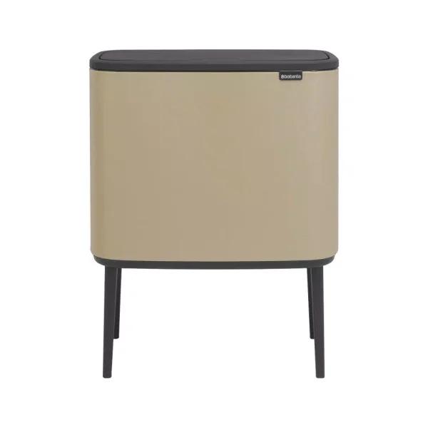 Brabantia Bo Touch Bin 9.5 Gal. Dual Compartment Gold Steel Rectangular Touch Trash Can
