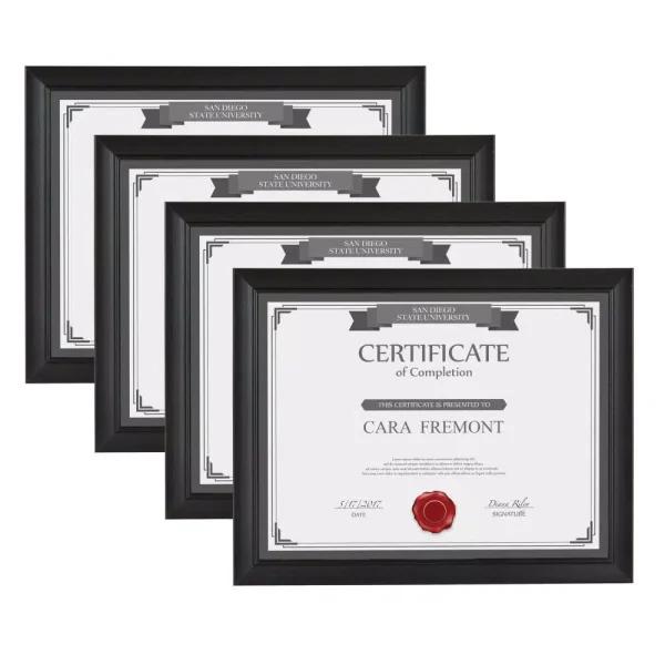 DesignOvation Design Ovation Cornell 8.5 x 11 in. Black Document Picture Frame Set of 4