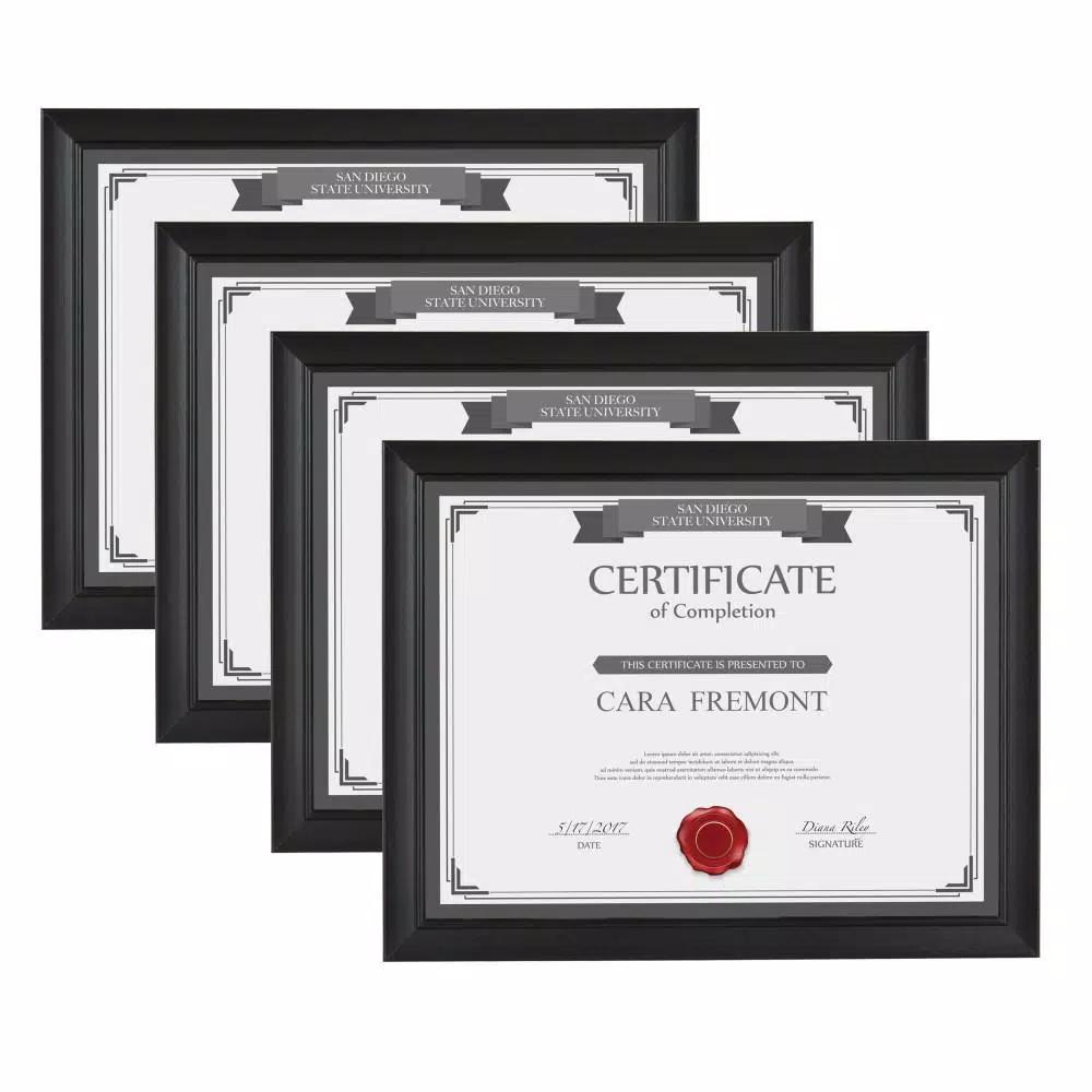 DesignOvation Design Ovation Cornell 8.5 x 11 in. Black Document Picture Frame Set of 4