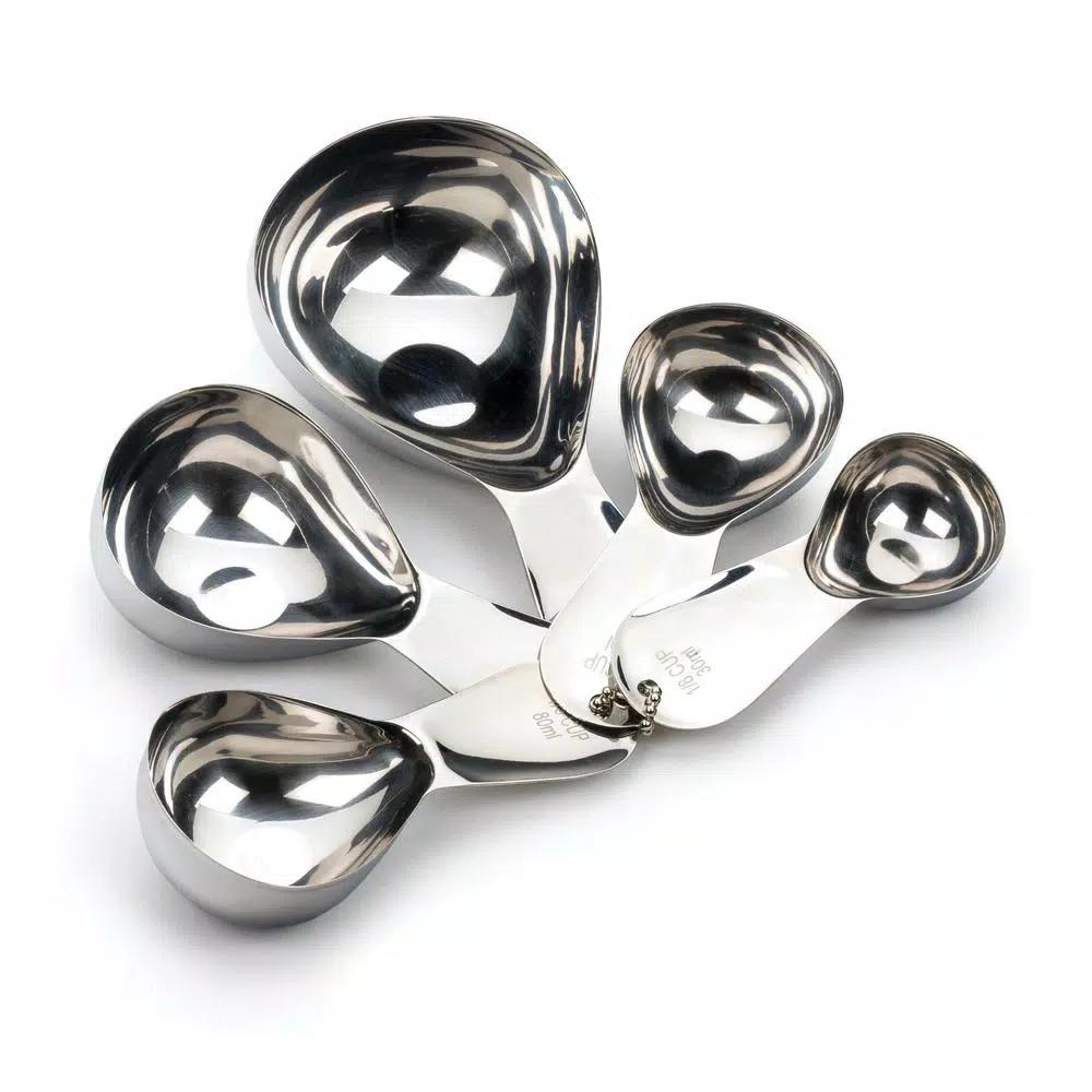 RSVP International Endurance 5-Piece Stainless Steel Measuring Cup Set, Heavy-Duty Teardrop Design