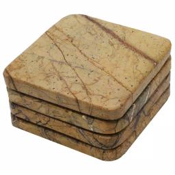 Unbranded Jodhpuri 4-Piece Brown Forest Natural Marble Coaster Set thumbnail 2