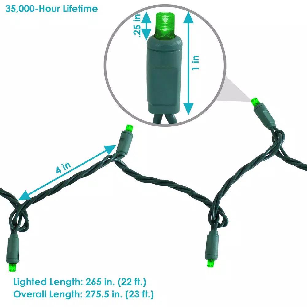 Sunnydaze Decor 22 ft. Green LED Angle String Lights, 70-Count Multi-Seasonal Novelty Bulbs