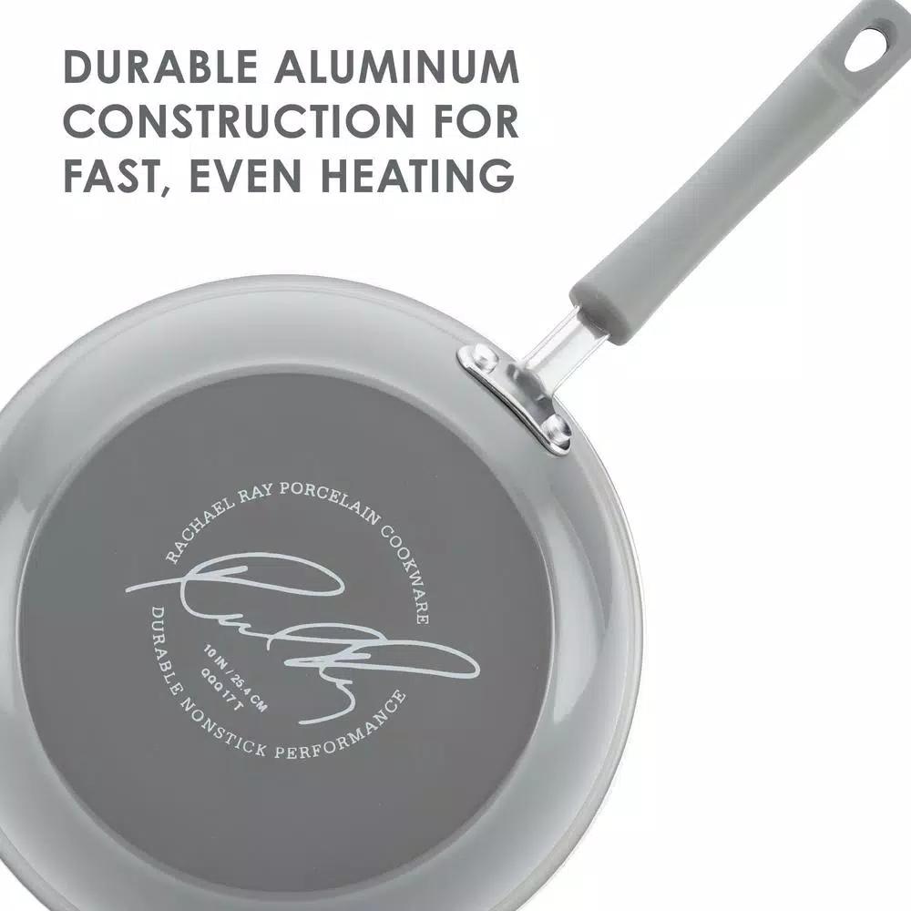 Rachael Ray Classic Brights 19-Piece Sea Salt Gray Nonstick Cookware Set with LocknLock Containers