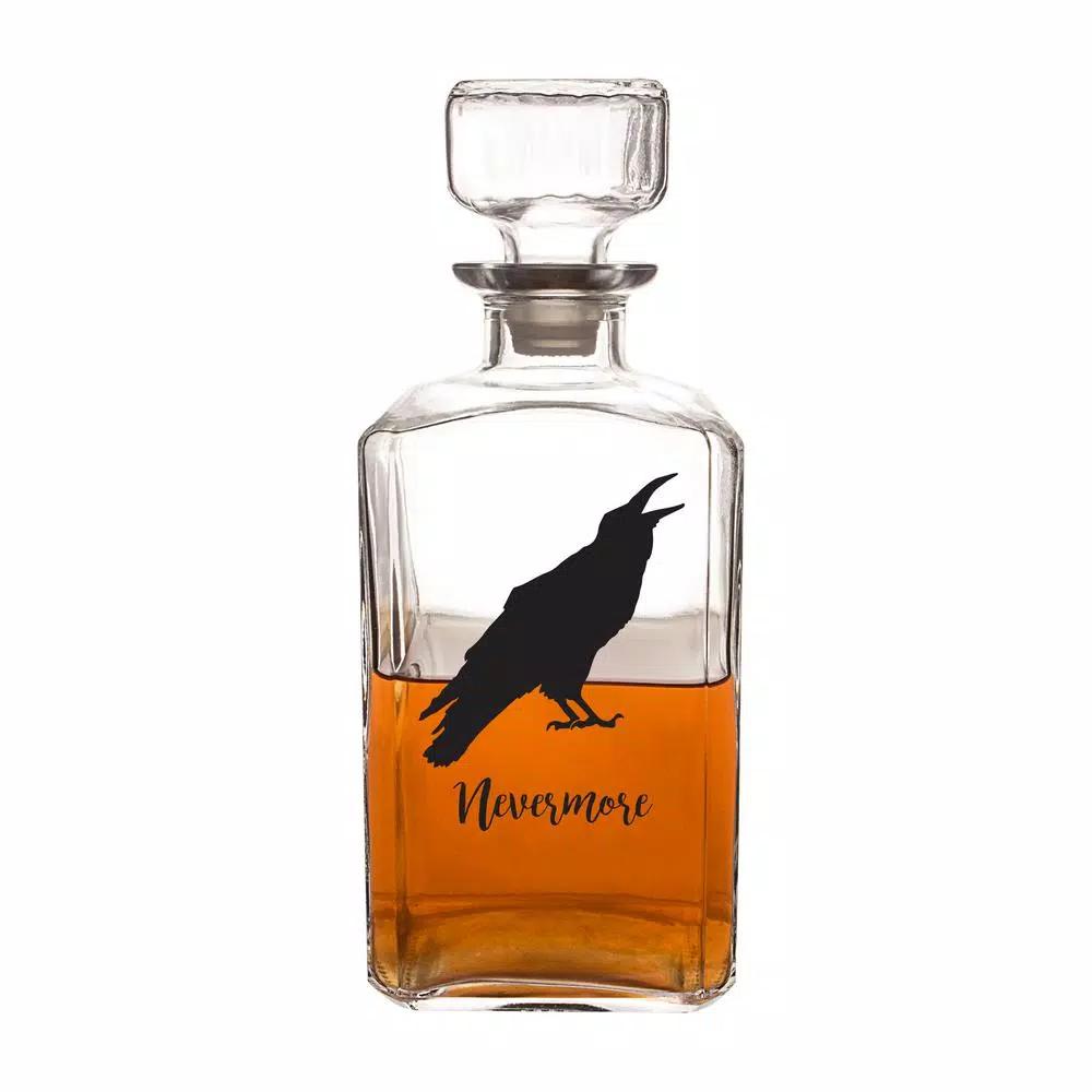 Cathy's Concepts Halloween Raven 34 oz. Glass Decanter with Square Topper, 9 in. H