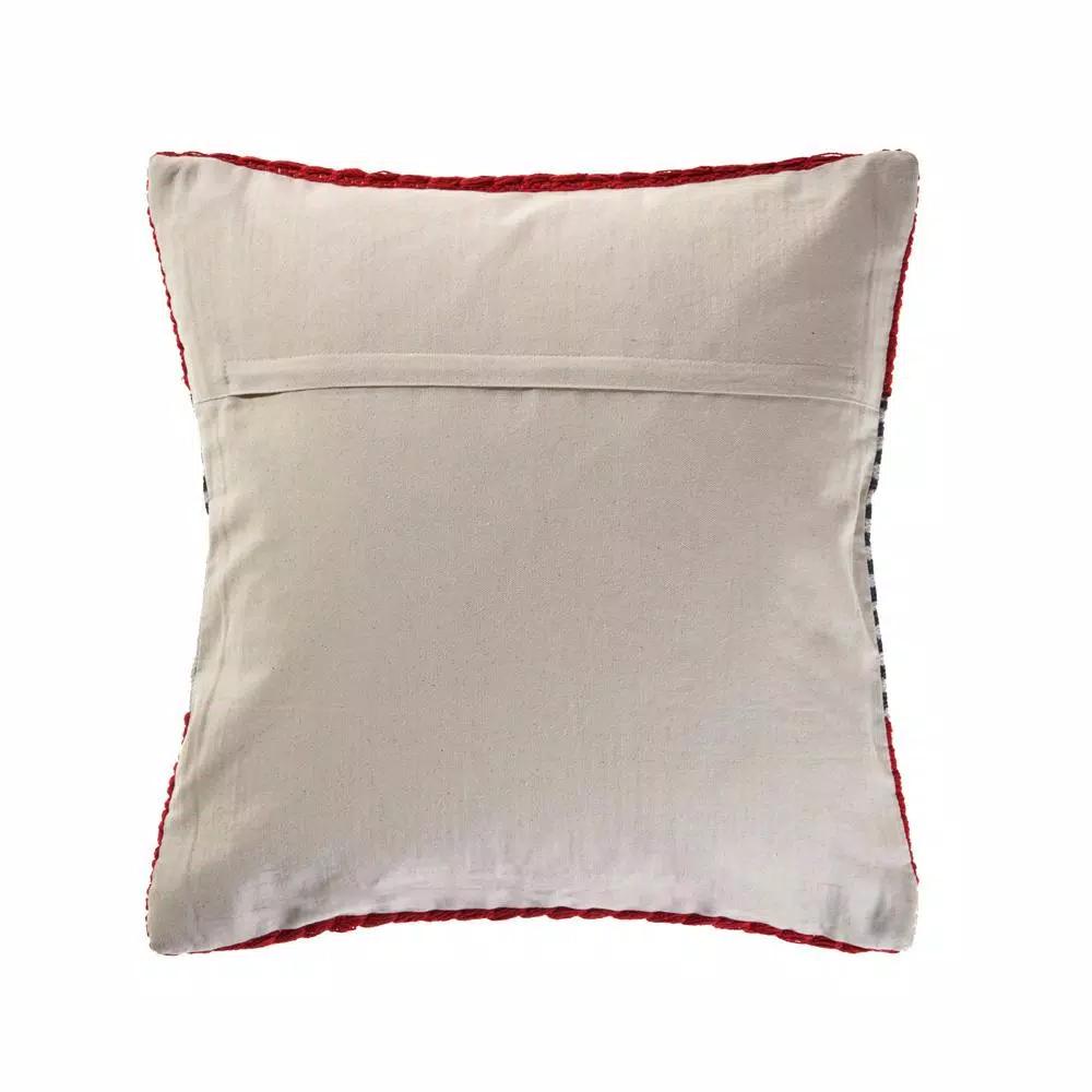 LR Home Bright Red Striped Throw Pillow, 20 in. x 20 in. Textured Cotton Accent Pillow