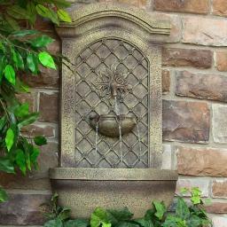 Sunnydaze Decor Rosette Resin Florentine Stone Solar-On-Demand Outdoor Wall Fountain thumbnail 4