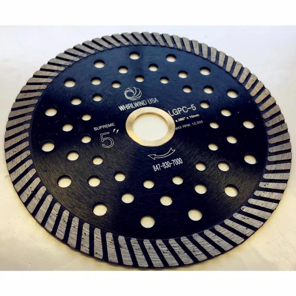 Whirlwind USA 5 in. Turbo Continuous Rim Diamond Blade for Granite and Stone