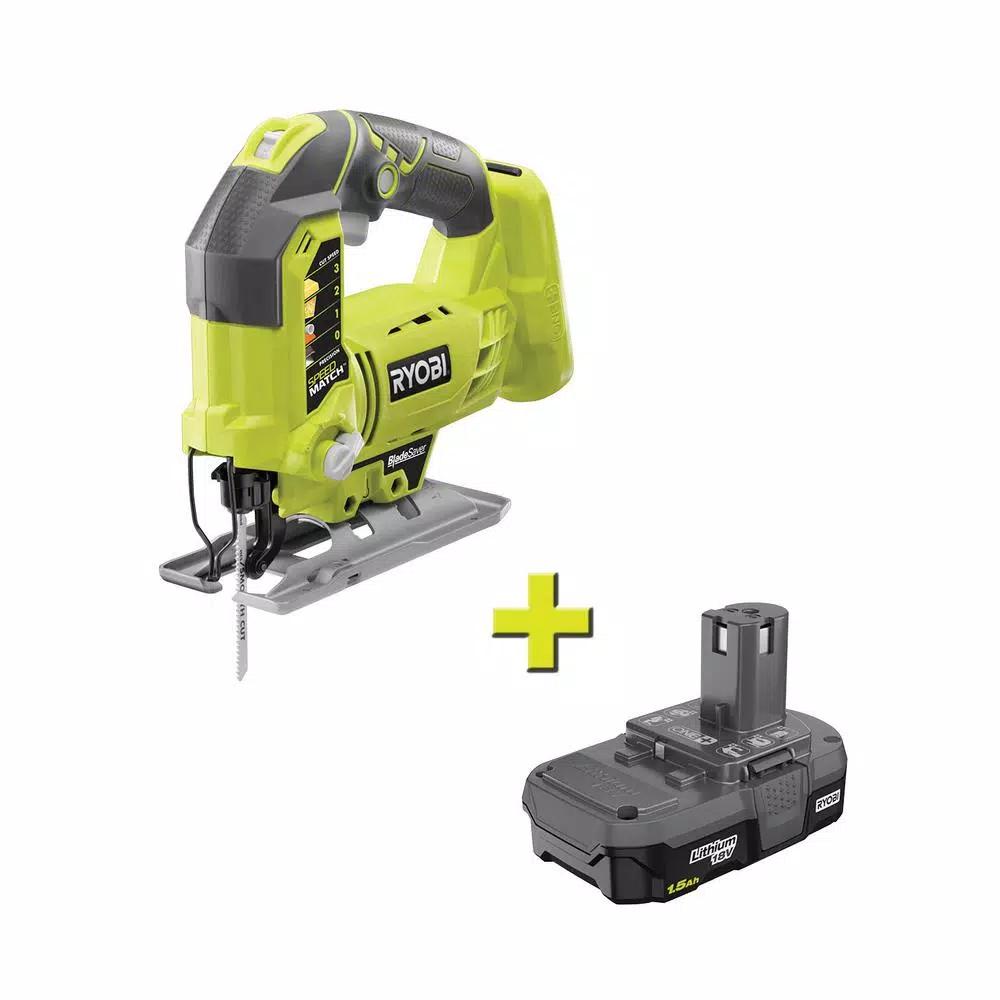RYOBI 18V ONE+ Cordless Orbital Jig Saw with 1.5 Ah Lithium-Ion Battery