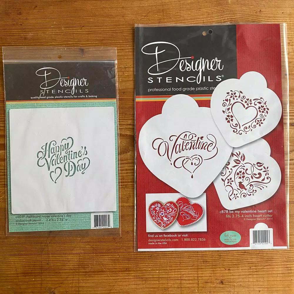 Designer Stencils Be My Valentine Heart Cookie Stencil Bundle - 4 Pattern Set