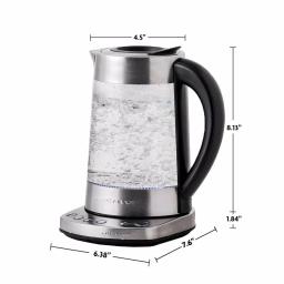Ovente 1.7L Variable Temperature Glass Electric Kettle with ProntoFill Technology, Silver thumbnail 8
