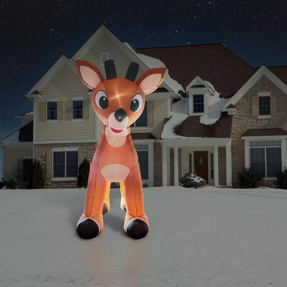 Fraser Hill Farm 15 ft. Pre-Lit Reindeer Christmas Inflatable with Moving Head