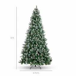 Best Choice Products 9 ft. Unlit Flocked Virginia Pine Artificial Christmas Tree with Pine Cones and Holly Berries thumbnail 7