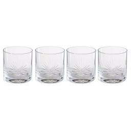 Abigails Palmetto 16 oz. Double Old-Fashioned Glass Set of 4 - Hand-Etched Palm Design thumbnail 1
