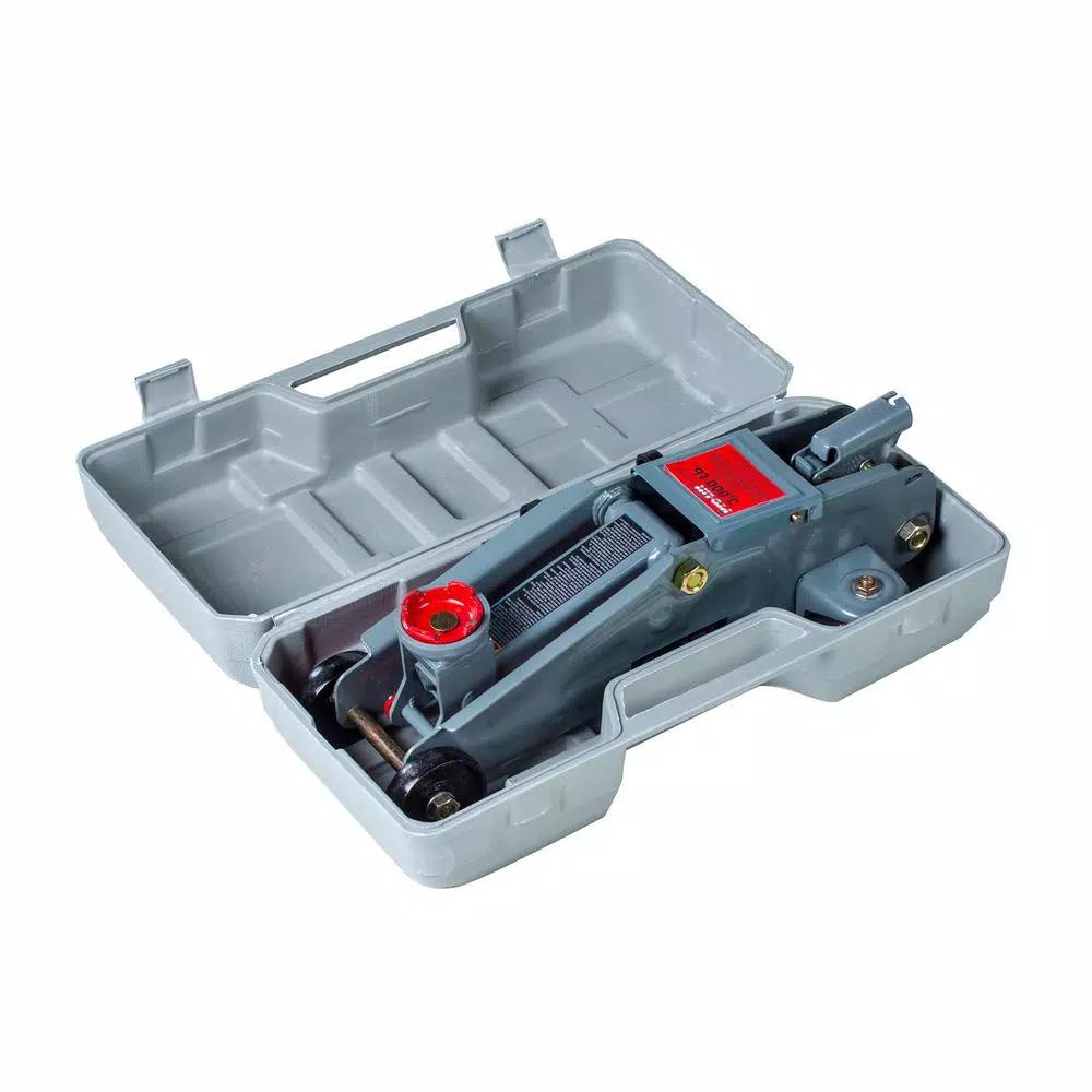 Pro-Lift 3000 lbs. Capacity Hydraulic Trolley Floor Jack with Blow Molded Case, Grey
