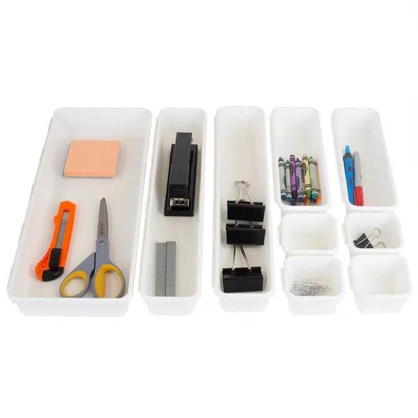 Unbranded 9-Piece Interlocking Plastic Drawer Organizer Set, Customizable Modular Storage Dividers